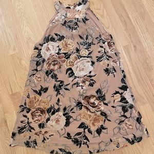 Dusty Rose Velvet Floral Dress, Large